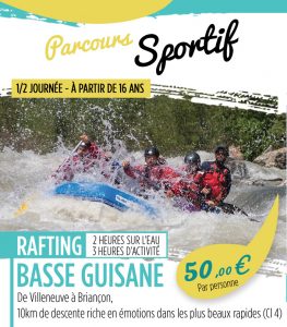 Raftying sportif sur la basse guisane à Serre Chevalier